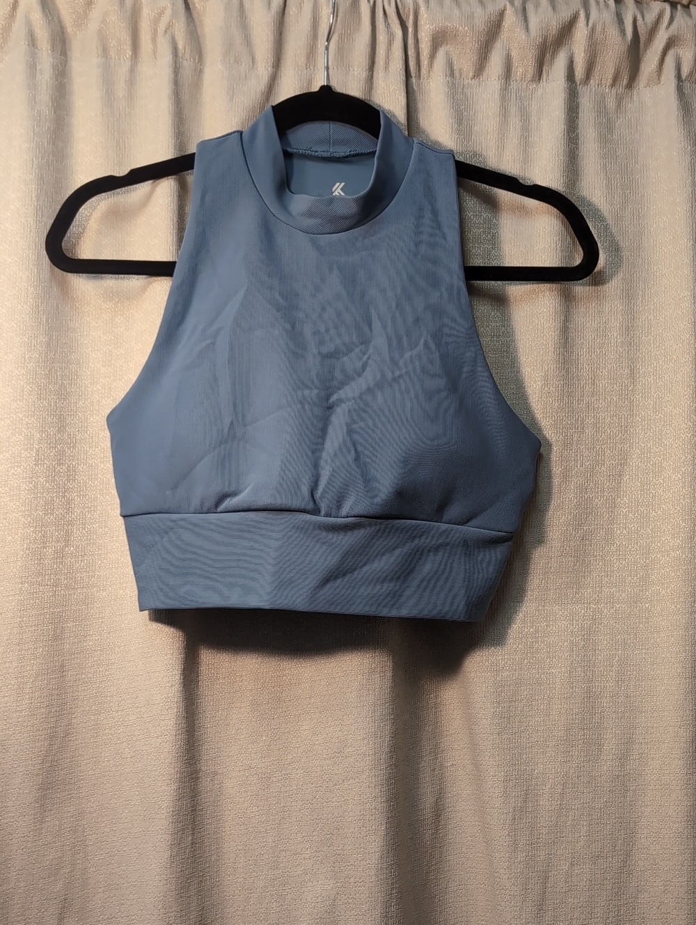 Kyodan | High Neck Ribbed Athletic Crop Top w/Built in Bra
